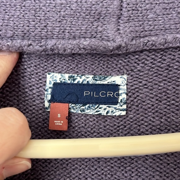Pilcro Cropped & Collared Cable-Knit Cardigan Sweater Purple Size Small 🖤 - Picture 3 of 5